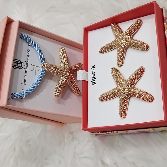 House of Harlow🔹️  16" Starfish Blue Rope Necklace And Piper K Earring Star Set - Picture 8 of 10